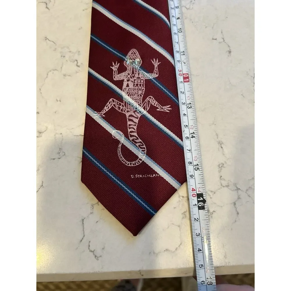 NEW KETCH Boy's Lizard Clip-on Tie Sz Large Stone Embellished Novelty Red Stripe